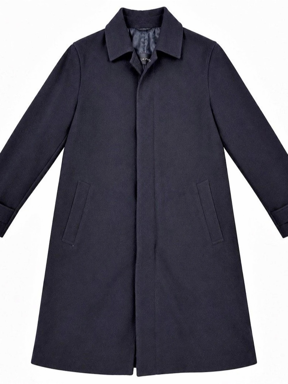 Lands’ End Men’s L/T 42-44 Classic Long Overcoat Dark Navy Black